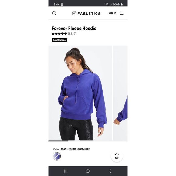 New Med Fabletic Washed Indigo White Forever Fleece Pullover Hoodie Sweatshirt - Picture 1 of 9